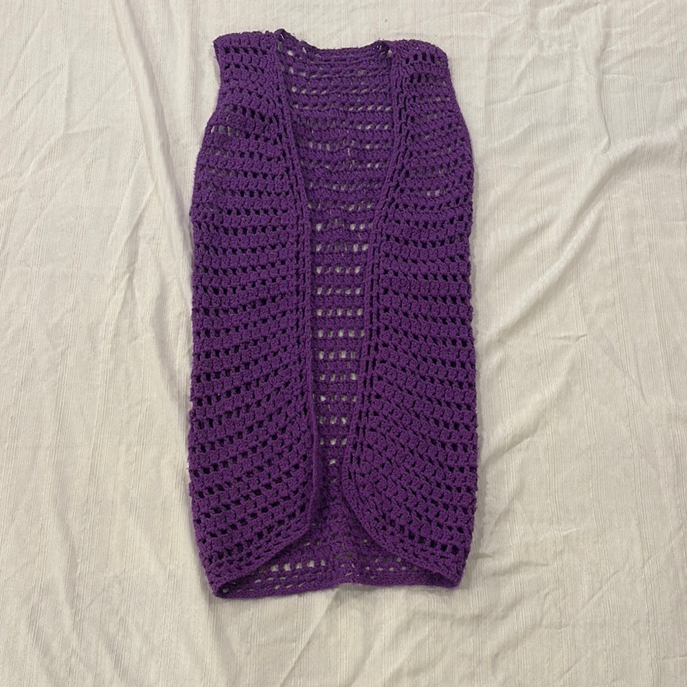 Vintage Purple Crochet Sleeveless Vest